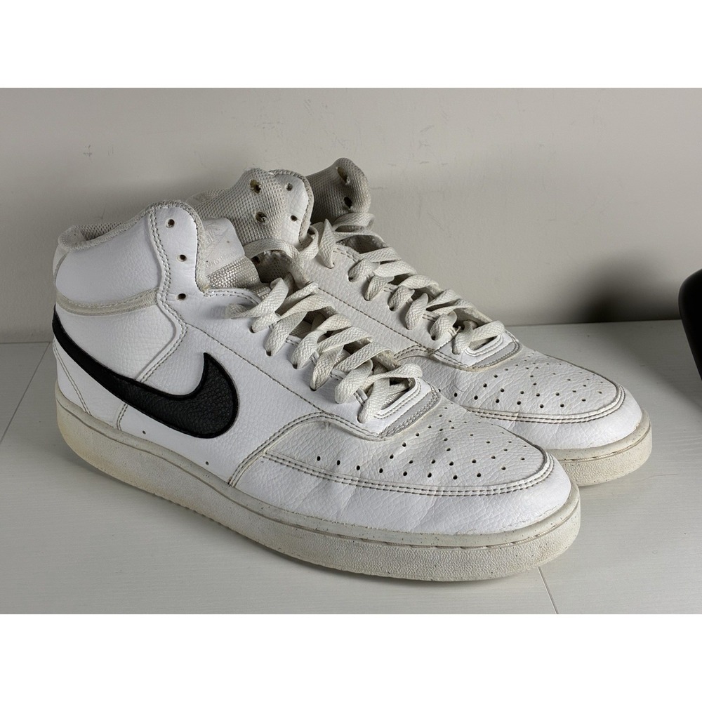 Size 10 - Nike Court Vision Next Nature Mid White Black Men's Shoes